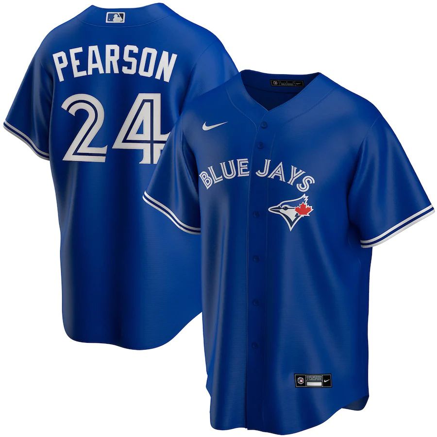 Mens Toronto Blue Jays #24 Nate Pearson Nike Royal Replica Player Name MLB Jerseys
